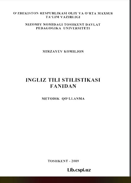 INGLIZ TILI STILISTIKASI FANIDAN