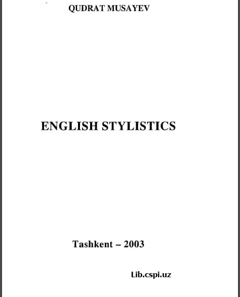 ENGLISH STYLISTICS