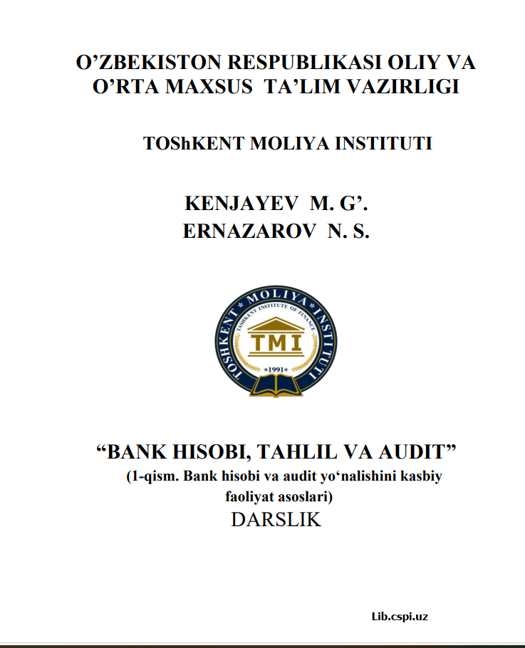 “BANK HISOBI, TAHLIL VA AUDIT