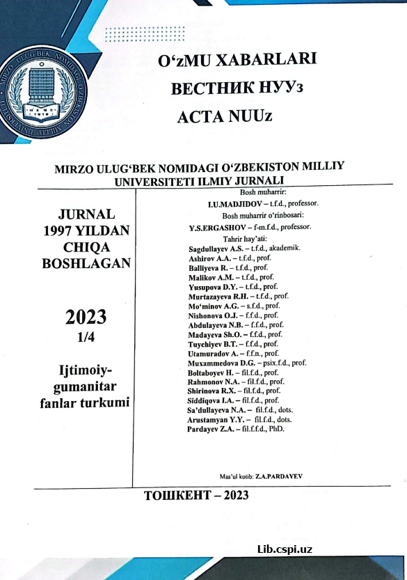 MIRZO ULUG'BEK NOMIDAGI O'ZBEKISTON MLLIY UNVERSITETI ILMIY JURNALI