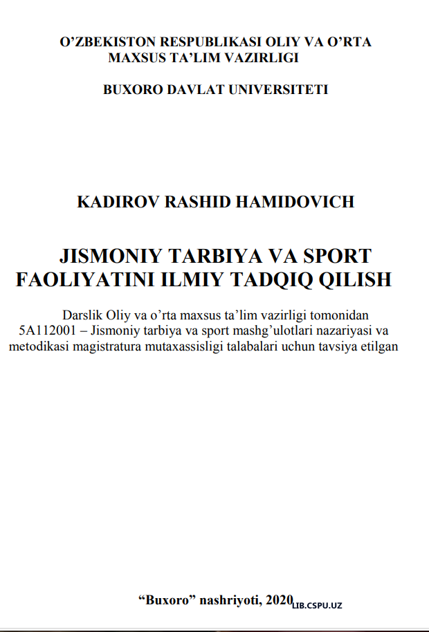 JISMONIY TARBIYA VA SPORT  FAOLIYATINI ILMIY TADQIQ QILISH
